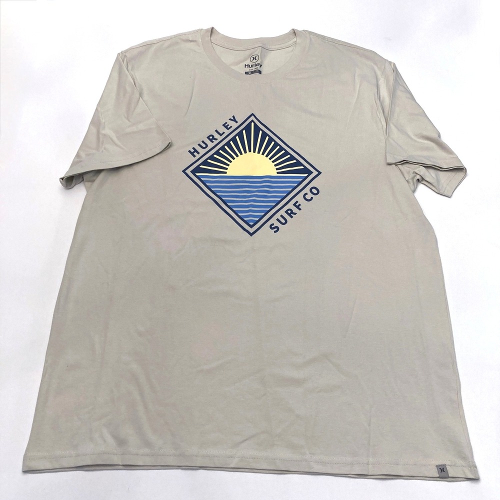 Hurley Tee Shirt Gray Mens XL Surf Co Graphic 100% Cotton Short Sleeve